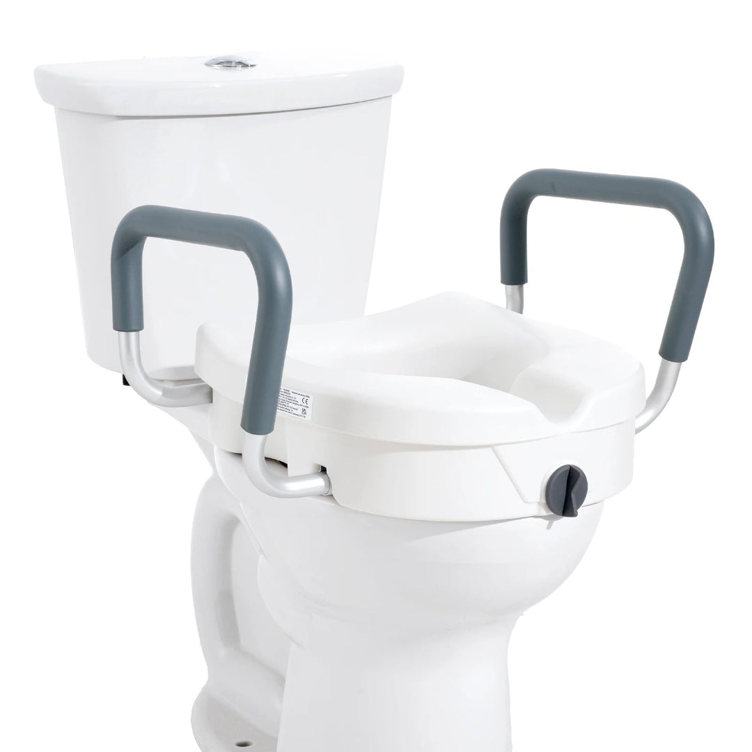 Raised Toilet Seat with Non‑Slip Adjustable Armrest