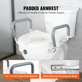 Raised Toilet Seat with Non‑Slip Adjustable Armrest
